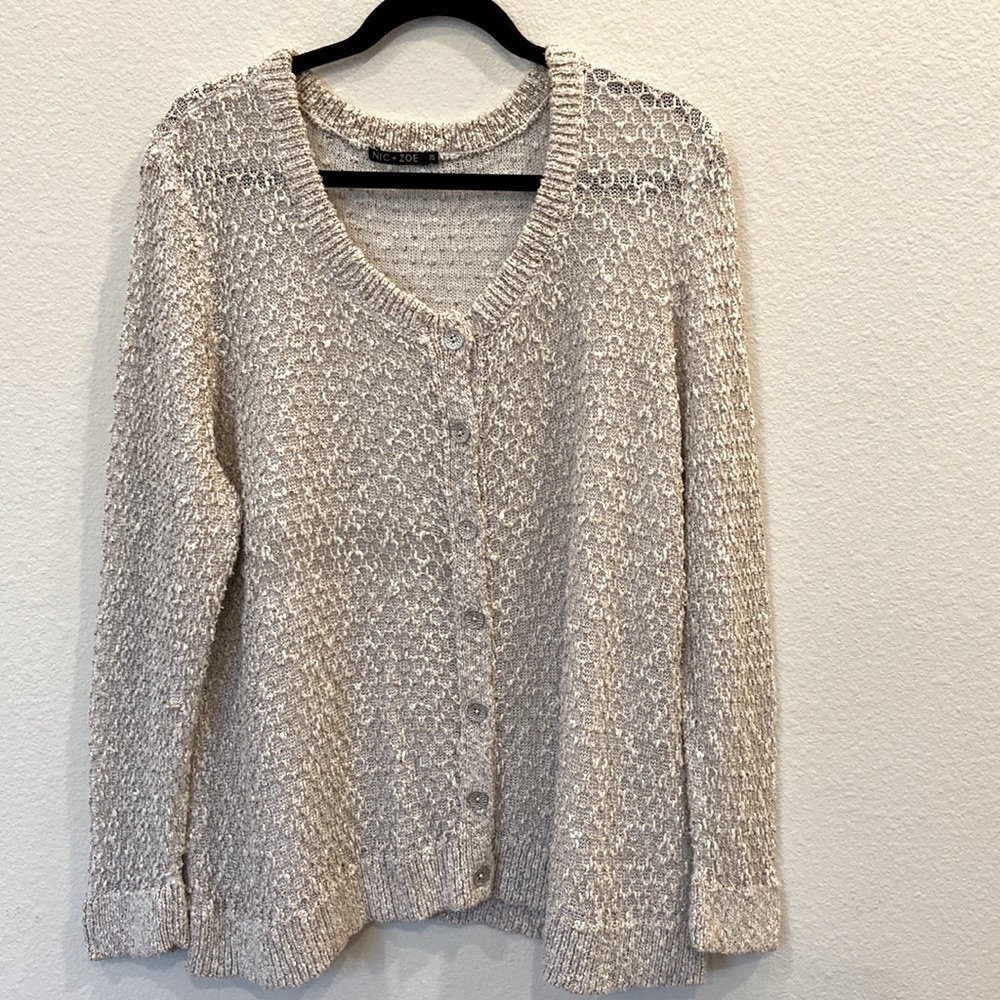 NIC + ZOE Gray Cardigan 2X